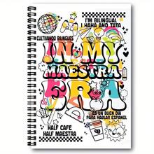 1本有趣 Maestra 螺旋筆記本 - 西班牙文教師雜誌，彩色教育塗鴉與西英雙語設計 - 給女教師和男教師的禮物，學校用品，西班牙文教師禮物，教室用品，趣味插圖，耐用封面，主題文具，禮物購物 - G - 查看 3