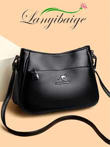 LANYIBAIGE 2026 New Women's High-Quality Soft PU Leather Messenger Bag, Handbag, Luxury Shoulder Crossbody Bag - Black - View 2