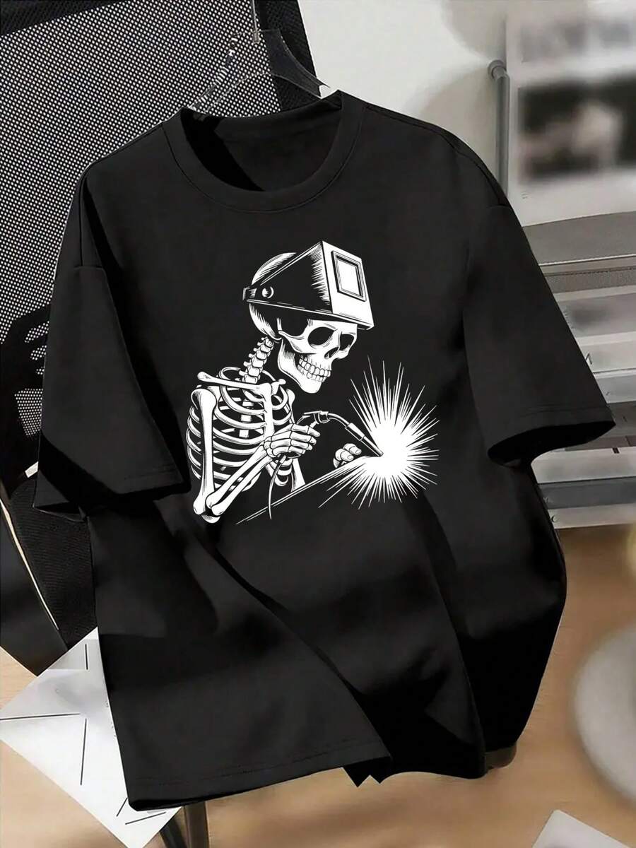 Camiseta de manga corta con estampado de letras graffiti y un toque de diseño moderno, estilo streetwear para parejas, ideal para hombres y mujeres - Blanco - Ver 1