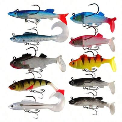 10Pcs Soft Fishing Lures Kit Fishing Soft Bait Fishing Lures Baits Tackle Set For Freshwater Trout Bass Salmon-Include Vivid Spinner Baits With Box ﻿