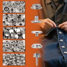 150 piezas Kit de broches a presión de acero inoxidable resistente a la oxidación, broches marinos de grado 0.58 pulgadas anti-óxido, adecuados para cubiertas de barcos, telas, artesanías de cuero y proyectos DIY - 150 unidades - Ver 4
