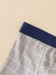 Young Boy 4pcs/Pack Plaid Print Boxer Briefs - Multicolor - View 4