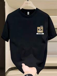Camiseta de Manga Corta Estampada de Marca de Moda para Hombres en Verano, Algodón Puro Pesado, Estilo Coreano y Japonés, Tops Versátiles para Hombres - Blanco - Ver 7