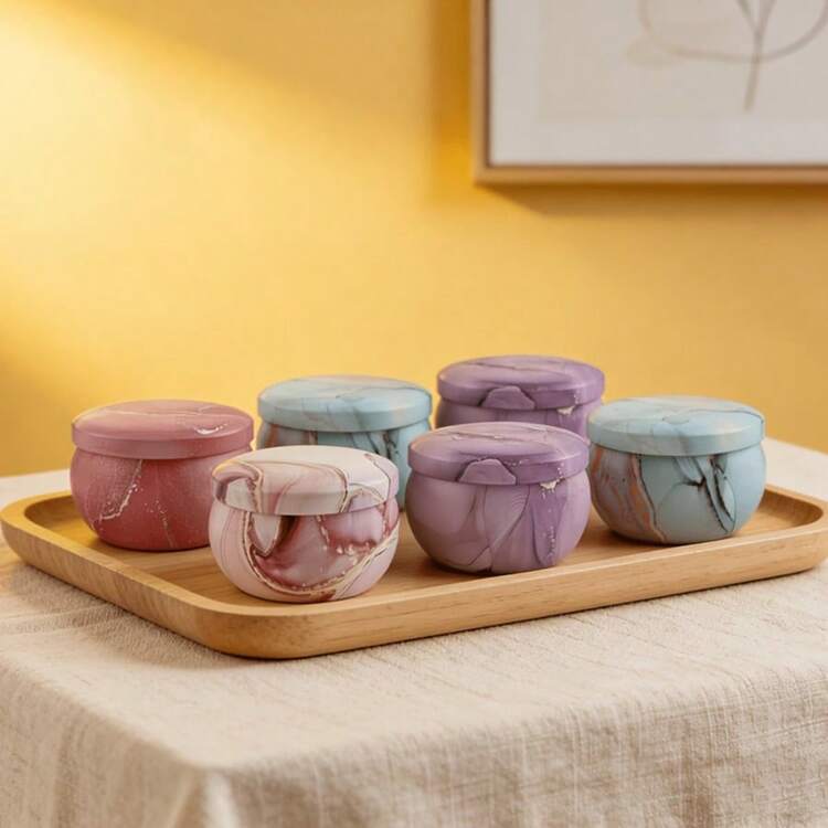 6Sets/44Pcs Printed Candle Jars Set With Lids, DIY Candle Making Kit For Beginners Home Decor Craft Gifts - 6Sets-44Pcs - View 1