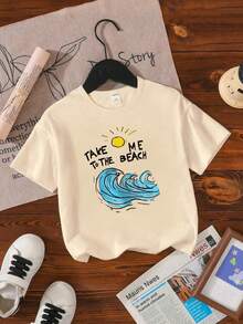Take Me To The Beach T-Shirt For Girls - 杏色 - 查看 6