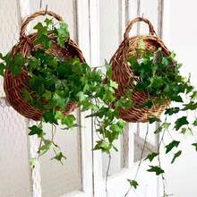 Vaso da fiore da parete in rattan intrecciato fatto a mano, cesto in rattan intrecciato, vaso per piante rampicanti da giardino, vaso da fiore da parete - Intreccio di bambù - Visualizzare 1