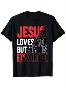 Camiseta de Gran Tamaño con Diseño de Fe Cristiana |   Negro con diseño de cruz roja, cuello redondo, manga corta, tela ligeramente elástica, perfecto para la iglesia, el gimnasio, regalo espiritual para el día a día, declaración audaz de Pascua, talla grande. - Negro - Ver 1
