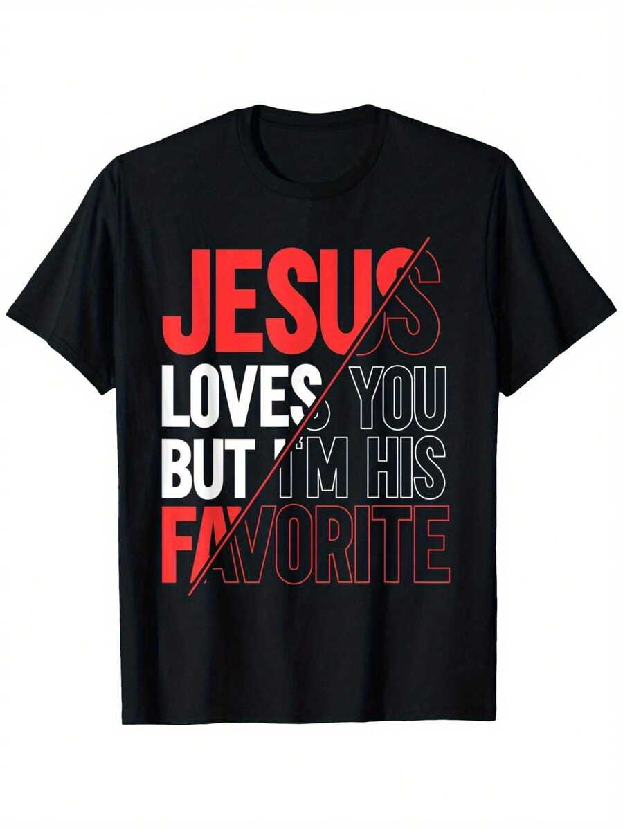 Camiseta de Gran Tamaño con Diseño de Fe Cristiana | Negro con diseño de cruz roja, cuello redondo, manga corta, tela ligeramente elástica, perfecto para la iglesia, el gimnasio, regalo espiritual para el día a día, declaración audaz de Pascua, talla grande. - Negro - Ver 1
