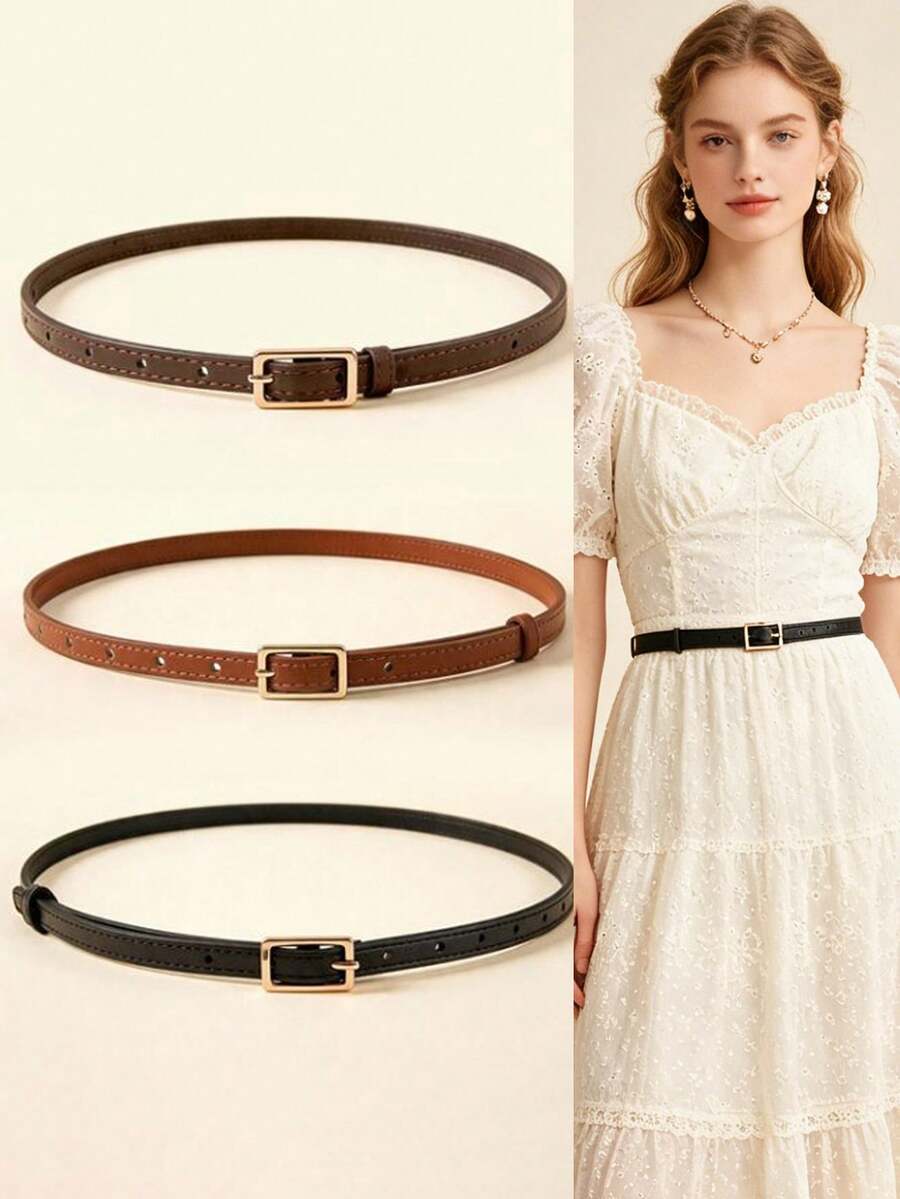 1/2pcs Ins Style Women's Thin Waist Belt, High-End Minimalist Buckle ...