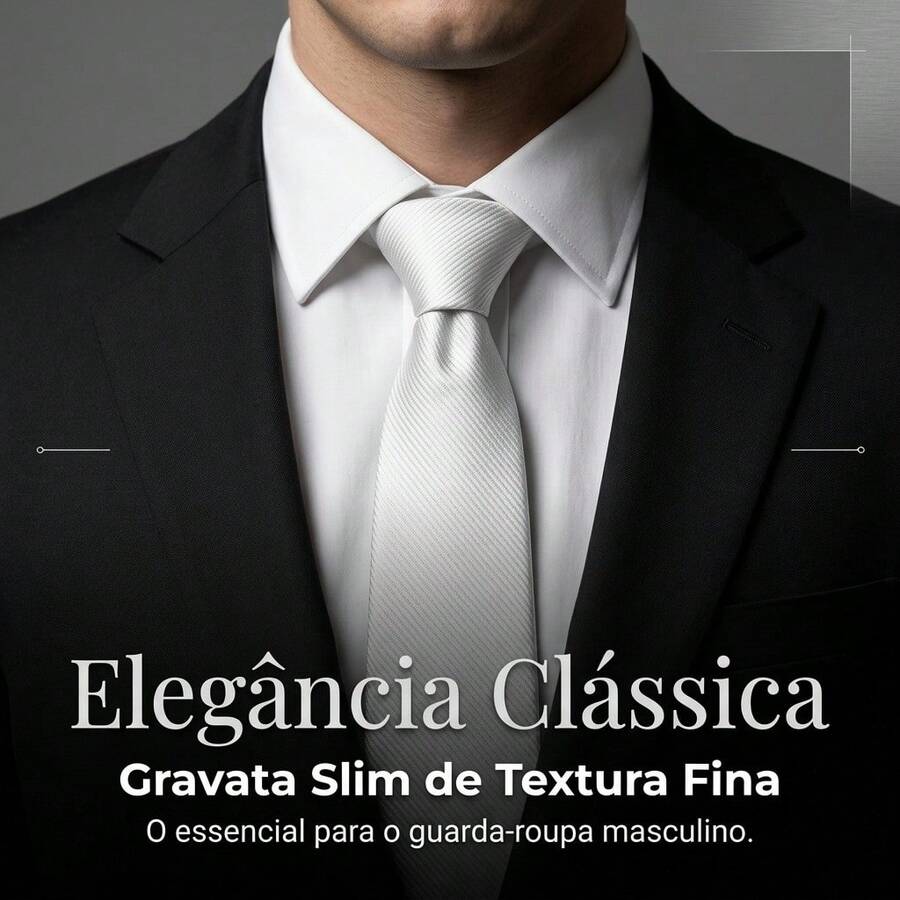 Men's Tie In A Solid Color, Matte Finish, Fine Texture, Ideal For Formal Suits, Weddings, Grooms, A Professional And Sophisticated Look. - White - View 1