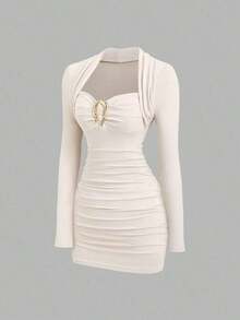 Women Midi Dresses - Apricot - View 12