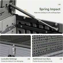 Horizontal Storage Sheds 21 Cu.Ft, HDPE Outdoor Storage Box 160 Gallon, Waterproof Lockable Resin Deck Box With Spring-Assisted Lid, Patio Storage Garden, Pool, Cushions, Tools, White - Gray - View 5