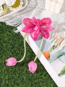 1 pieza Pinza de pelo con borla de flor de lirio y tulipán artificial de moda, elegante y clásica, adecuada para uso diario y vacaciones, accesorio para el cabello de mujer, celebración de vacaciones y regalo, pinzas para el cabello - Multicolor - Ver 5