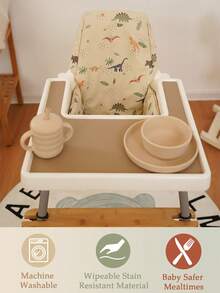 1pc Baby High Chair Cushion Pad Suitable For ANTILOP High Chair, Cartoon Pattern Easy To Clean, Infant Feeding Chair Accessory - Multicolor - View 10