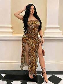Women Midi Dresses - Coklat - View 3