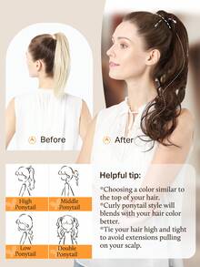 DOORES Invisible Ponytail Hair Extensions, Easy To Install, 100% Human Hair, Straight 14-22 Inches, 75-90g, High Quality Remy Hair Extensions With Clips, Natural Look, Soft Touch - S4A - View 6