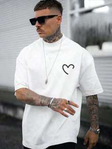 Camiseta de hombre con estampado de corazón - Blanco - Ver 1
