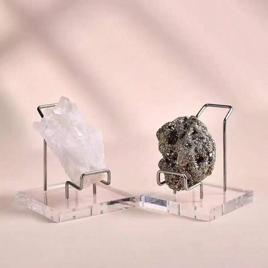 Metal Rod Acrylic Base Crystal Mineral Specimen Display Stand, Suitable For Home & Office Decor, Perfect Holiday Gift - 1PC - View 1