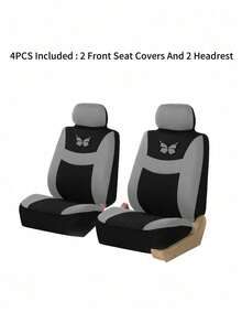 9件組/4件組/2件組 蝴蝶圖案汽車座椅套組，通用防水且相容安全氣囊，適用於轎車。9件組包含：2個前座套、1個靠背套、1個後座套及5個頭枕套。4件組包含：2個前座套及2個頭枕套 - 款式B - 查看 22