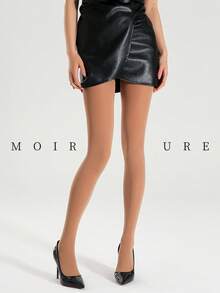 MOIRÉALLURE 1雙 200D 不透明女款高腰彈性加厚底襪 時尚素色簡約性感休閒百搭女用緊身褲 - 卡其色 - 查看 9