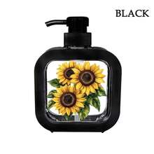 1pc Luxury Floral Sunflower Print Color Block Border Press Dispenser Bottle, Large Capacity Multi-Specification Hand Soap Bottle, Bathroom Toiletries Lotion Dispenser Empty Bottle, Dish Soap Shower Gel Universal Dispenser Container, Household Countertop Storage Daily Necessities - Multicolor - View 3