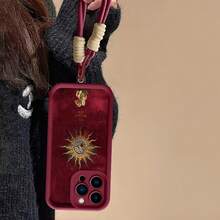 Tema celestial burdeos de Sagitario doradofunda de teléfono Fundas compatibles con ,Apple,VIVO,OPPO,,, y Honor.Fabricadas en silicona TPU,ofrecen protección contra golpes y caídas.correa para celular - Burdeos - Ver 5