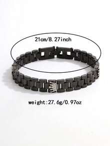 1pc Stainless Steel Multi-Color Triple Crown Design Unisex Accessory, Suitable For Daily Wear, Parties, Holidays, And Gift Giving - Black + Silver - View 2