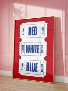 1 pieza Cartel digital descargable con estampado de boleto retro patriótico sin marco en rojo, blanco y azul para decoración del Cuatro de Julio, estética para sala de estar, dormitorio, de vuelta a la escuela, pósteres modernos, artículos esenciales para dormitorio - Entradas - Ver 3