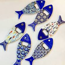 Portable Bottle Opener, Acrylic Fish-Shaped Blue Eye Fridge Ornament, Gold Engraved, Suitable For Home Use And Holiday Gifts. - View 5