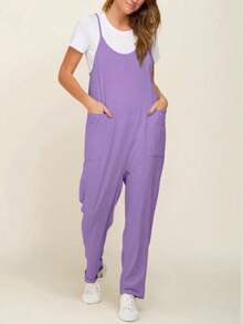 Mono de Tallas Grandes para Mujer con Bolsillos y Tirantes Ajustables - Verde militar - Ver 7