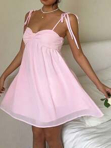 MEXCovetEZ Vestido corto de verano de mujer con tirantes finos de color rosa eleganteMEX I3SR - Rosa - Ver 4