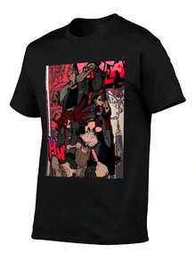 Póster de Personaje Estilo Ciberpunk Oscuro Gachiakuta, Aventura en Terreno Desechado con Tensión Maximizada, Camiseta Casual de Cuello Redondo y Manga Corta, Regalo Perfecto para Hombres, Ropa Pride |   Estilo Casual |   Tela que absorbe la humedad, camiseta con estampado de rapero - 100% algodón 180 g/m², camiseta casual unisex de manga corta para hombre y mujer, cómoda para todas las estaciones, lavable a máquina, talla grande. SW1V - Negro - Ver 2