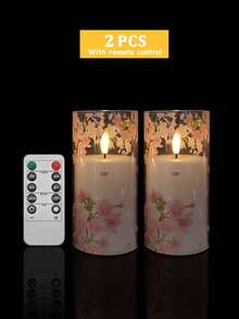 3件組閃爍無焰蠟燭,附定時遙控器,電池供電仿真蠟燭,適用於聖誕節、萬聖節、情人節、母親節、餐桌、房間、婚禮、派對、禮物 - 櫻花 - 查看 13
