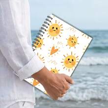 1pc A5 Notebook, Cute Smiling Face & Sun Cartoon Cover Spiral Bound Journal, Suitable For Back To School, Daily Note Taking, Mood Diary - A5 - View 6