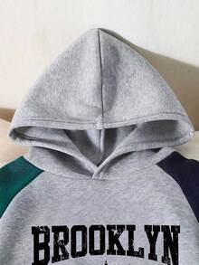 Toddler Letter Pattern Warm Hoodie And Sweatpants - Grey - View 3