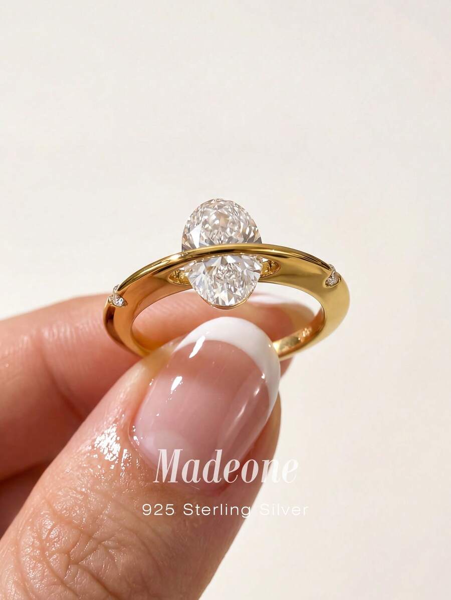 MADEONE 1pc 925 Sterling Silver Personalized Sparkling Zirconia Planet Ring, Versatile Daily Wear For Women, Suitable For Party, Exquisite Jewelry Gift