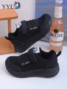 1 Pair Lightweight Fashionable Campus Style Sports Shoes, Comfortable Anti-Slip Wear-Resistant With Lasting Craftsmanship, Stable Foot Support, EVA Outsole, Suitable For Running And Daily Wear - Black - View 5