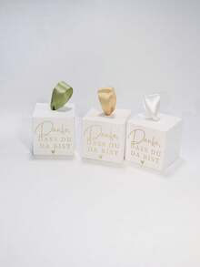 5pcs Mini Cube Gift Boxes With Gold Foil Danke Dass Du Da Bist Design, Black And White Party Favor Packaging With Satin Ribbon Handles For Wedding Reception Bridal Shower Baby Shower Birthday Candy Chocolate Small Gift Boxes - 5.5X5.5X5.5cm - View 7