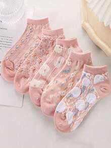 20 Pairs Women's Casual Jacquard Ankle Socks, Spring/Autumn - Multicolor - View 9