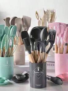 12-Piece Silicone Non-Stick Kitchen Utensil Set - Spatula And Spoon - Red - View 1
