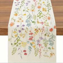 1pc Colorful Wildflower Table Runner, Romantic Floral Decorative Table Runner, Suitable For Indoor Dining, Coffee Table, Kitchen And Outdoor Patio, Spring And Summer Home Decor - Multicolor - View 2