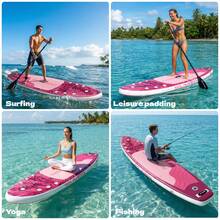323CM Inflatable SUP Board With Accessories, 3 Removable Fins & Adjustable Paddle | Non-Slip Adult Paddle Board In Various Designs For All Water Activities - Rừng Hồng - Xem 7