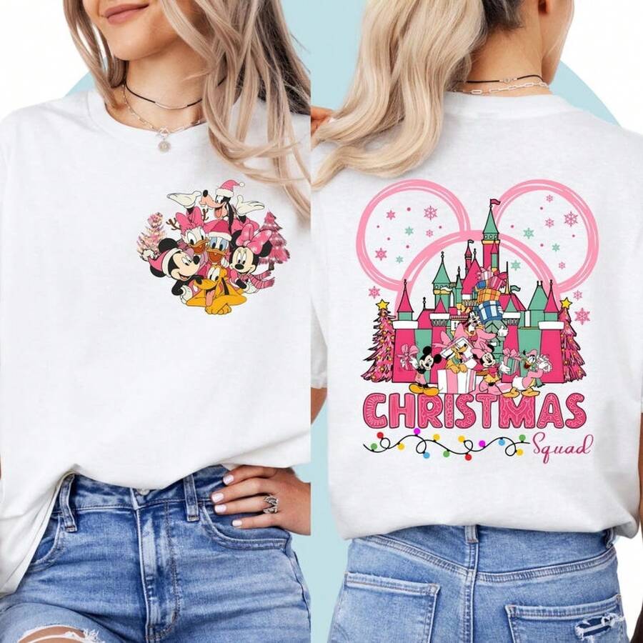Mickey Mouse Christmas |Disney Magical | Christmas Gift | Disney Christmas T-Shirt | Minnie Mouse T Shirt | Sibling Clothes -- Disneys Disneyland Paris The Magic Kingdom Disneyesque B6Holiday Gifts Valentine's Day Gifts Earth Day Gifts Oktoberfest Gifts Summer Bank Holiday Gifts - trắng - Xem 1
