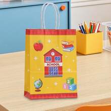 6/18PCS Back To School Theme Party Gift Bags, Apple Book Rainbow Pattern Printed Kraft Paper Bags, Suitable For Student Welcome Gifts And Back To School Celebration Item Storage And Souvenir Packaging Bags, Birthday, Back To School Party Handheld Gift Bags - 500 - View 10