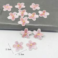 10入粉色迷你櫻花刺繡布貼，衣物裝飾燙貼貼布繡 - 布貼 - 查看 3