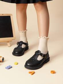 Girls Mary Jane Ballet Flats – School Uniform Dress Shoes For Toddler & Little Girls(Back To School Shoes) - Đen và trắng - Xem 3
