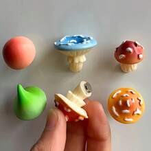 Colorful Mushroom Fridge Magnets Set, Resin Mushroom Decor, Ideal For Kitchen And Office Decoration, Perfect Christmas And Halloween Gift, Fridge Magnets - one-size - View 3