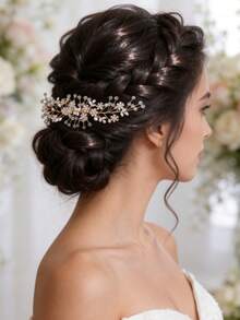 Timeless Dainty Flower‑Pattern Hair Comb, Soft‑Spreading Pearl & Crystal Formal Wedding Hair Accessory - Multicolor - View 2