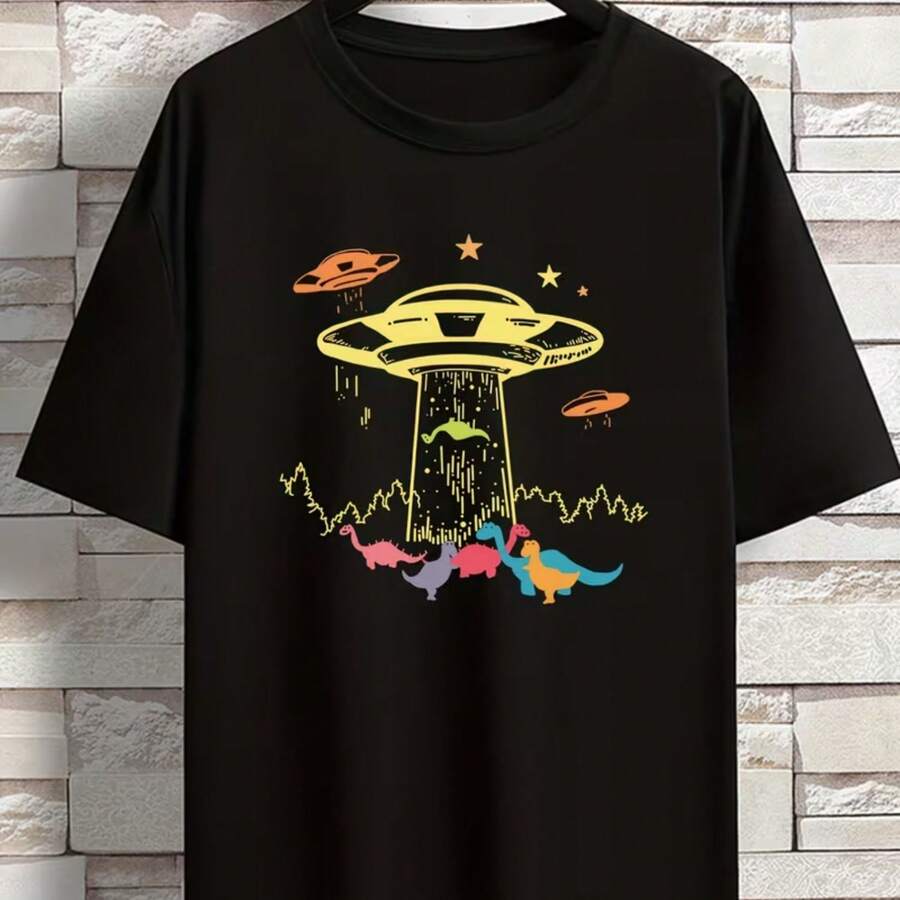Printed T-Shirt For Men And Women - Black - View 1
