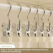 4pcs Multi-Functional Non-Slip Mark-Free Hanging Clothes Clips, Strong Grip Anti-Slip Clothes Clips, Wardrobe Storage Drying Multi-Use Clips / No-Drill Wardrobe Hat Storage Rack, Home Metal Hooks, Space-Saving / No-Drill / For Underwear Drying Rack, Tie, Camisole, Scarf, Belt, Bathroom, Bedroom, Closet, Wardrobe, Home, Dorm Storage Rack, Clothes Clips With Hooks, Soft Rubber Non-Slip Clothes Clips - Multicolor - View 2